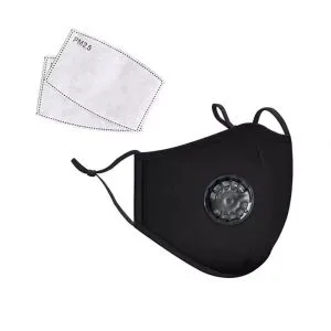 **REUSABLE** Black Face Mask WITH Valve (INDIVIDUALLY PACKAGED)