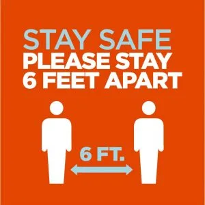 Stay Safe 6ft Social Distancing Non-Skid and Non-Slip Vinyl 12"x12"